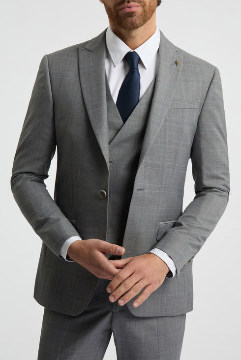 INDUS GREY SOFT CHECK SLIM JKT